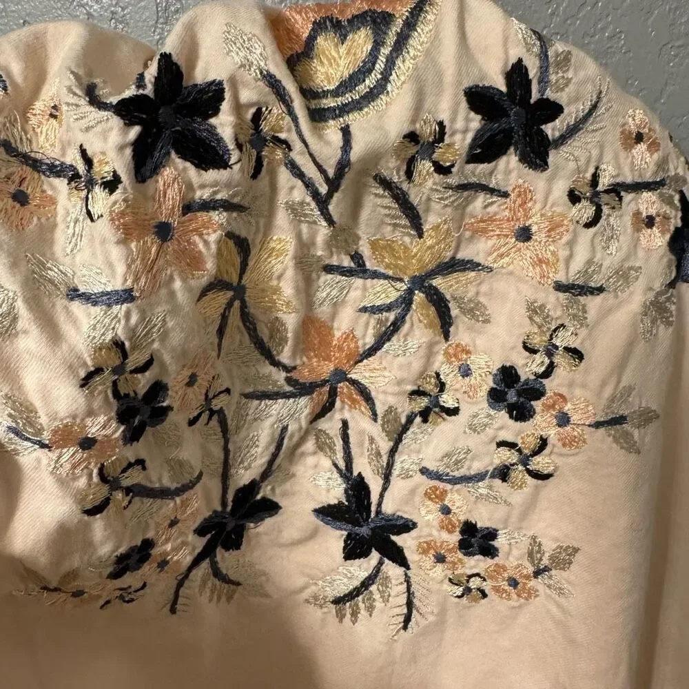 Free People Fleur Du Jour Embroidered Tunic Mini Dress Off Shoulder size Small